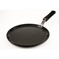 Bakebetter Futura Hard Anodised Flat Tava Griddle 10 in. - 4.88mm with Plastic Handle in Black BA165688